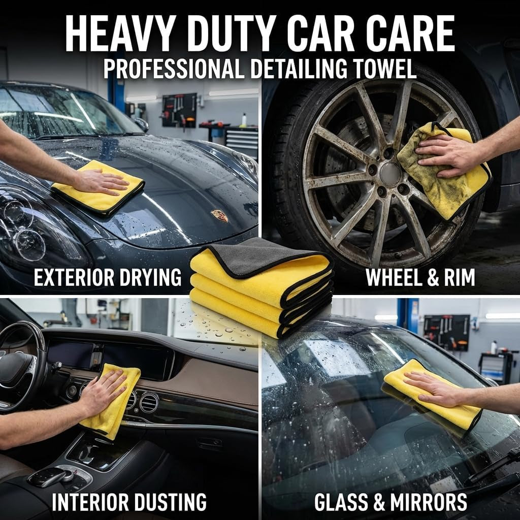 Premium Microfiber Towels for Cars - 15.7" x 15.7" - Ultra Absorbent Professional Drying Towel Set - Perfect for Superior Cleaning & Drying - 3 Pack