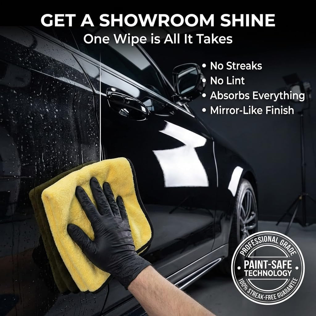 Premium Microfiber Towels for Cars - 15.7" x 15.7" - Ultra Absorbent Professional Drying Towel Set - Perfect for Superior Cleaning & Drying - 3 Pack